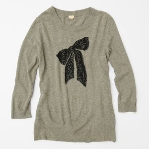 J. Crew Gray Sweater with Black Sequin Bow - M